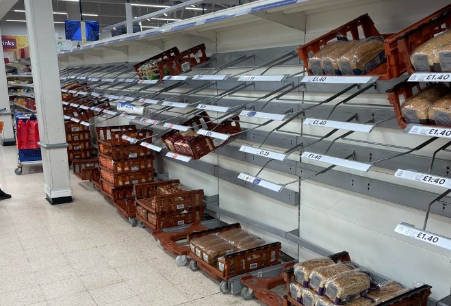 Empty shelves in supermarkets following sailing disruption