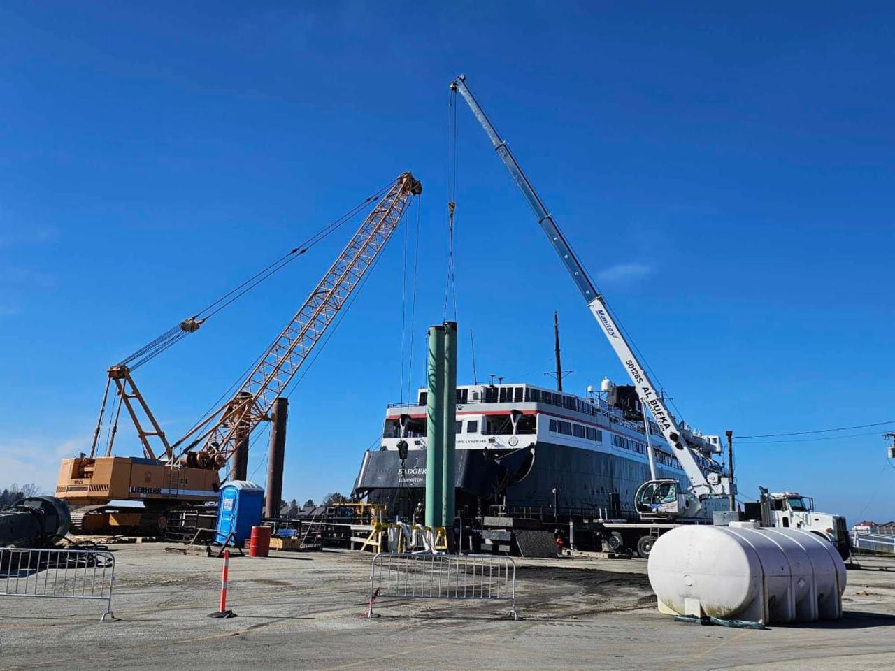 Repairs on S.S. Badger dock on schedule for Lake Michigan sailing season